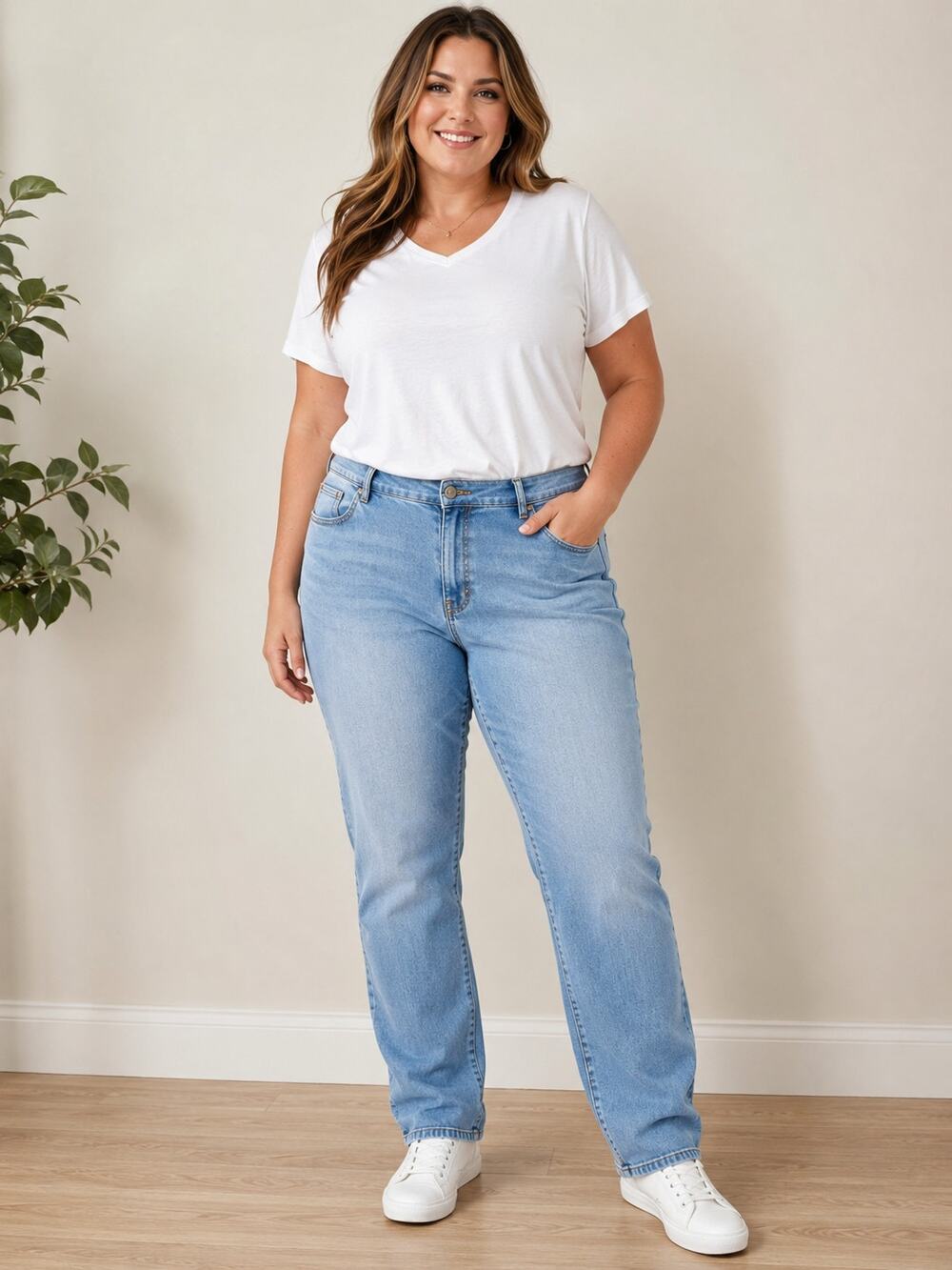 Falls Creek Women’s Size 20 Light Wash Stretch Straight Leg Jeans Plus Size
